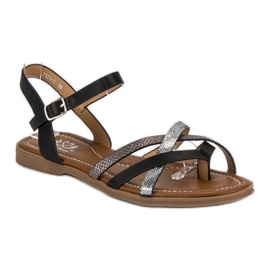 Small Swan sandálias pretas clássicas preto cinza 1