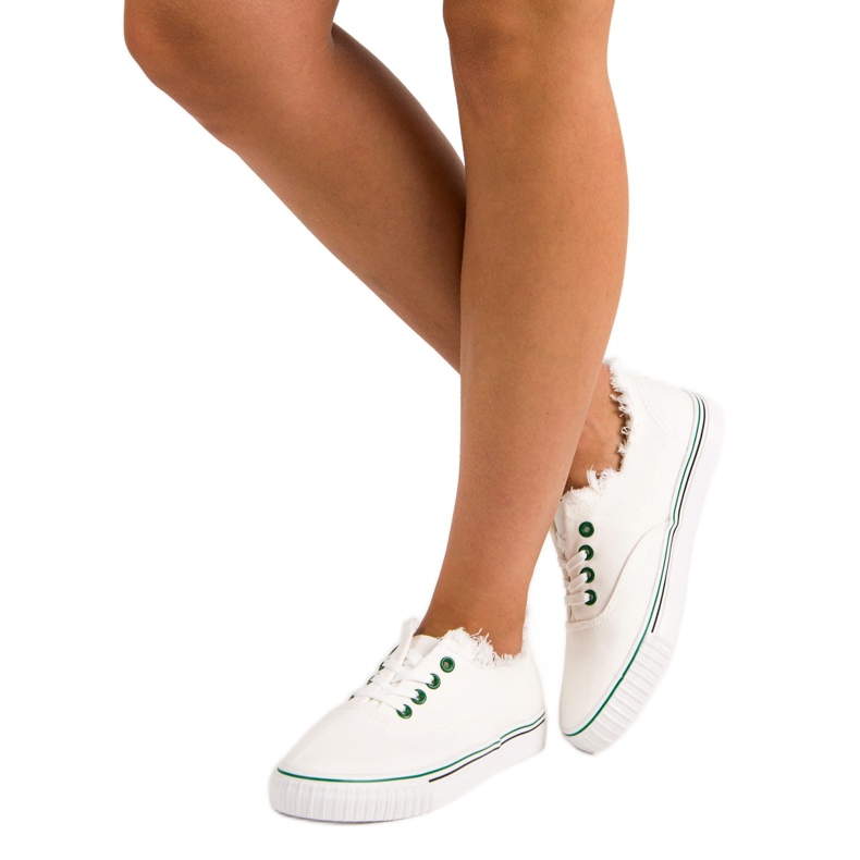 L&H Tênis de moda amarrado branco 2