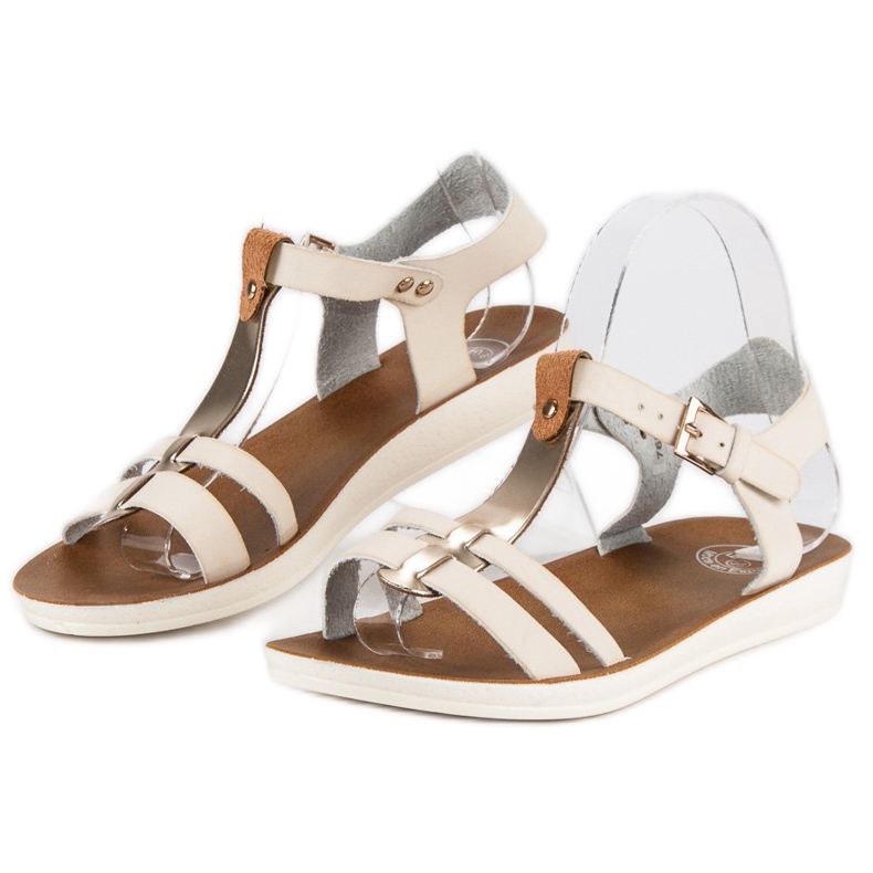 Sandálias presas com fivela marrom amarelo 2