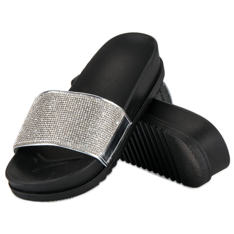 Chinelos de prata elegantes cinza 2