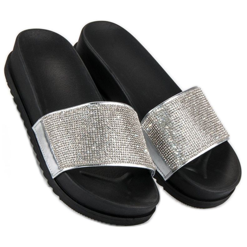 Chinelos de prata elegantes cinza 1