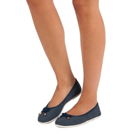 Bailarinas têxteis com bolinhas branco azul marinho 1 Bailarinas têxteis com bolinhas branco azul marinho 1