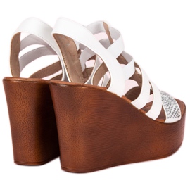 Renda Sandálias de cunha leve branco 1