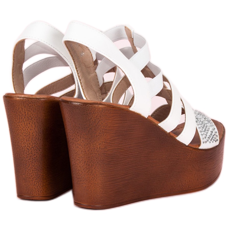 Renda Sandálias de cunha leve branco 1