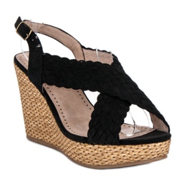 Corina Sandálias casuais de cunha preto 1