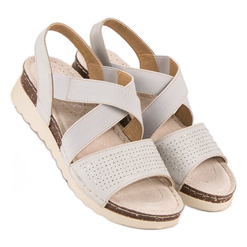 Sandália vinceza sem salto castanho cinza multicolorido 1