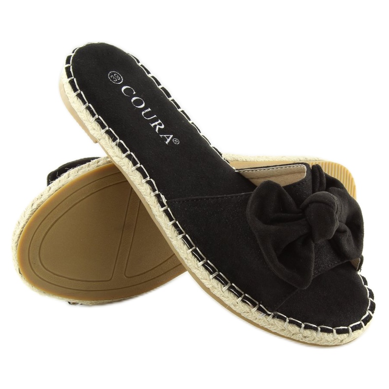 Pantufas pretas 8758 pretas com laço preto 2 Pantufas pretas 8758 pretas com laço preto 2