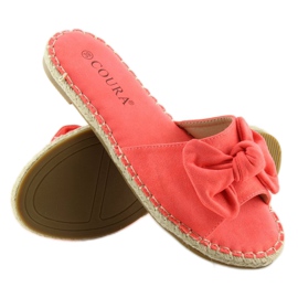 Orange 8758 Chinelos vermelhos com laço laranja 2