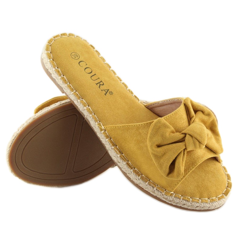 Chinelos amarelos 8758 amarelos com laço 2