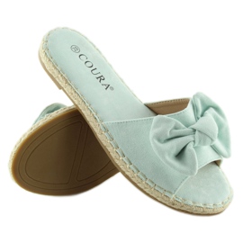 Chinelos verde menta 8758 com laço 2