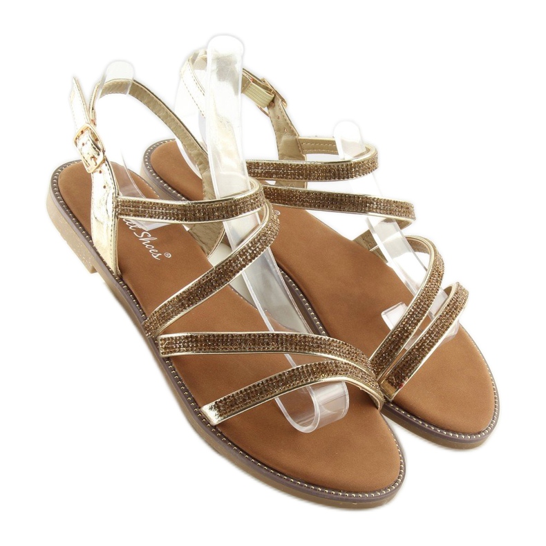 Sandália com zircônias cúbicas douradas K952 ouro dourado 2