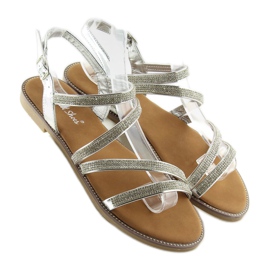 Sandálias de prata com zircônias cúbicas K952 prata cinza 2
