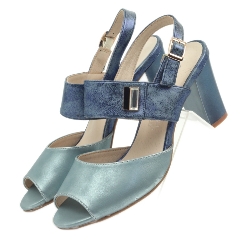 M.Daszyński Sandálias palmilha de couro Daszyński azul 4