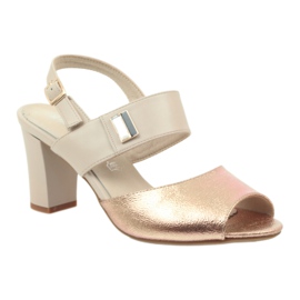 M.Daszyński Sandálias de couro Daszyński SA107 bege rosa 1