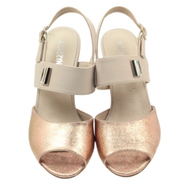 M.Daszyński Sandálias de couro Daszyński SA107 bege rosa 3