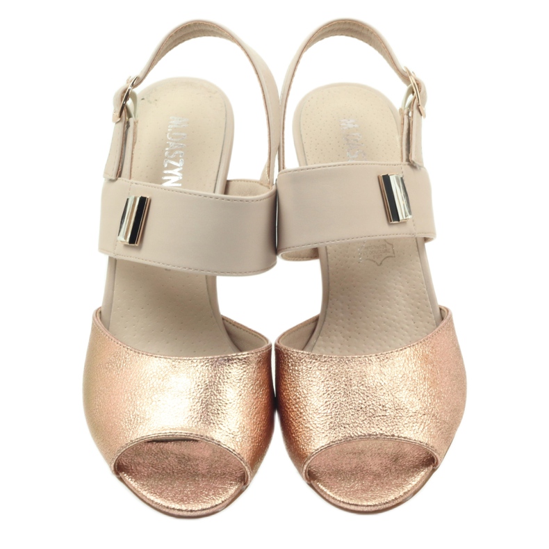 M.Daszyński Sandálias de couro Daszyński SA107 bege rosa 3