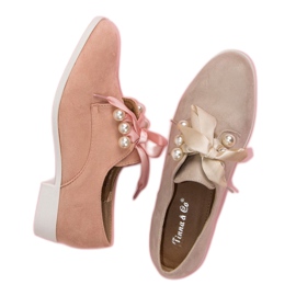 Tina&Co Brogues amarrados com pérolas castanho 1