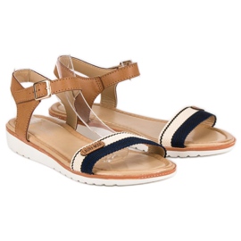 Laura Mode sandálias rasas de tecido castanho 1