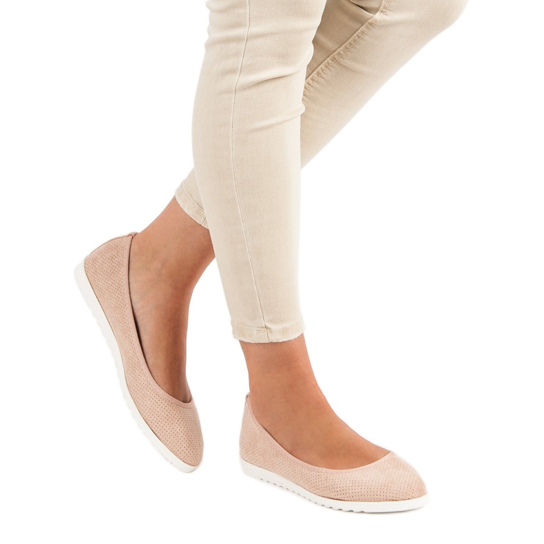 Sun Color Bailarinas de camurça a céu aberto rosa 1 Sun Color Bailarinas de camurça a céu aberto rosa 1