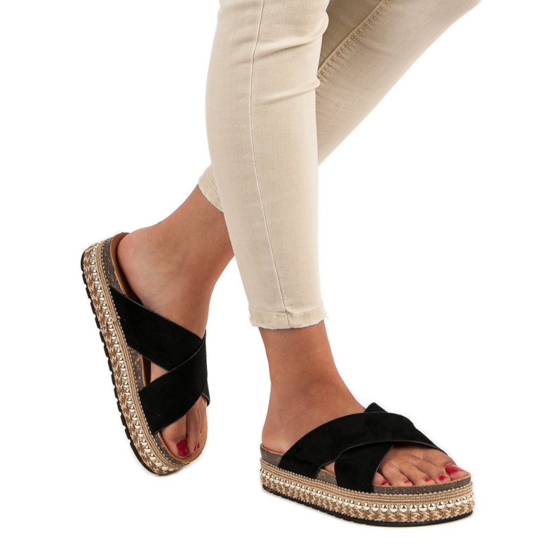 Bello Star flip-flops de plataforma preto 2
