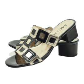 Chinelos Sagan pretos e dourados amarelo 3