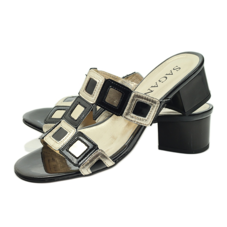 Chinelos Sagan pretos e dourados amarelo 3