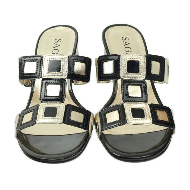 Chinelos Sagan pretos e dourados amarelo 4