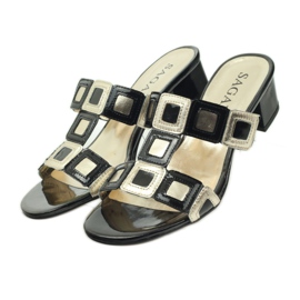 Chinelos Sagan pretos e dourados amarelo 5