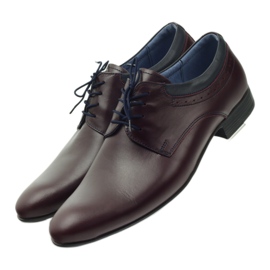 Tur Sapatos de couro masculinos da Borgonha vermelho 4