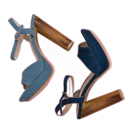 R'S Sandálias jeans de salto alto azul 1