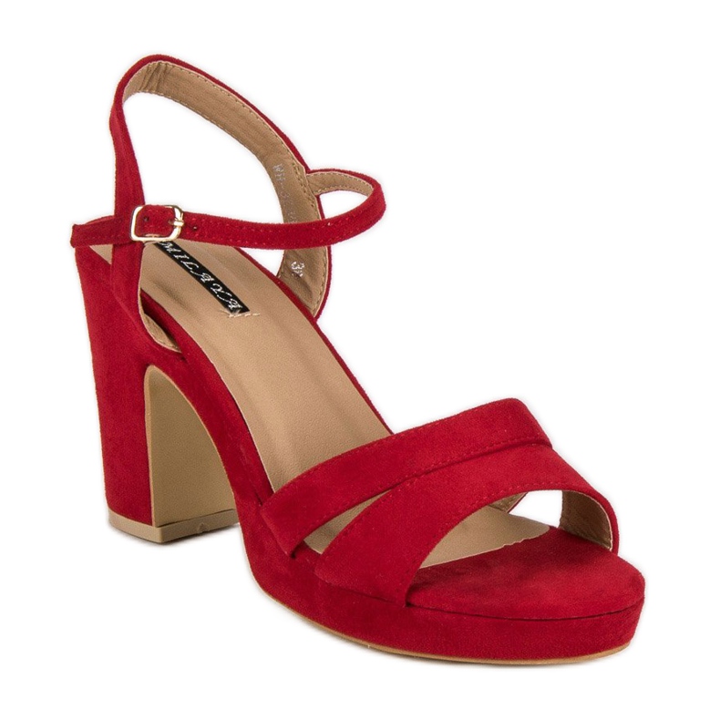 Milaya Sandálias de salto alto da moda vermelho 1