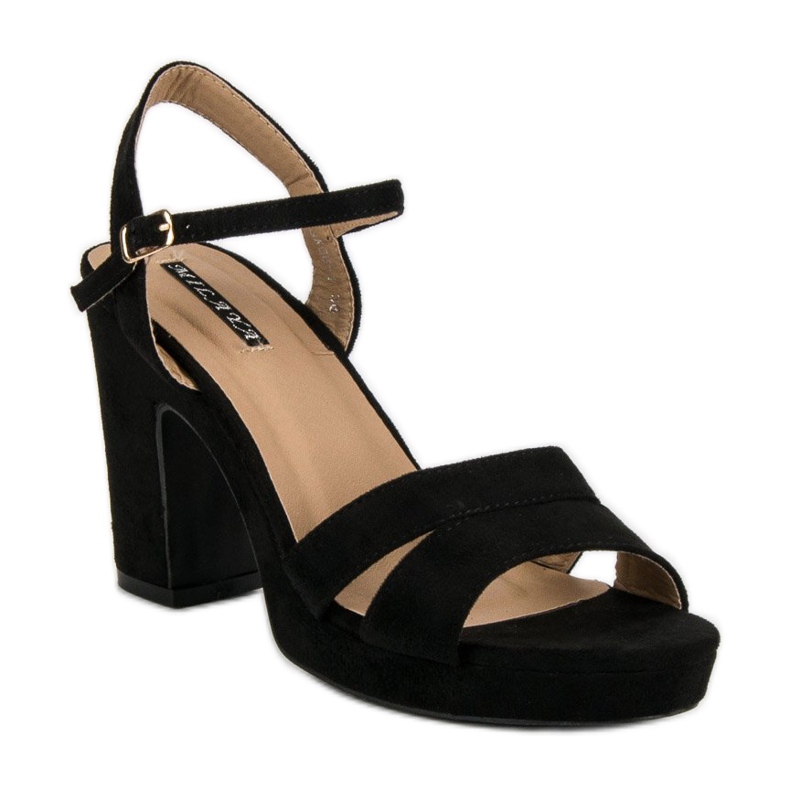 Milaya Sandálias de salto alto da moda preto 1