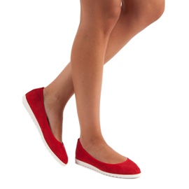 Sun Color Bailarinas de camurça a céu aberto vermelho 2