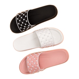 Chinelos femininos estilosos rosa 2