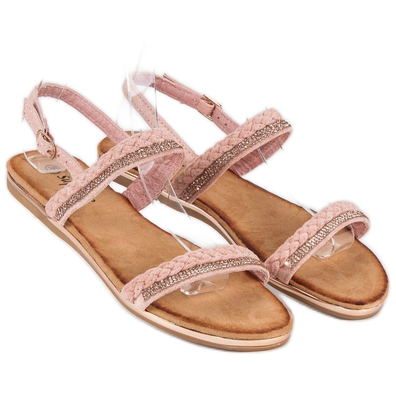 Super Me Sandálias confortáveis ​​de camurça rosa 1