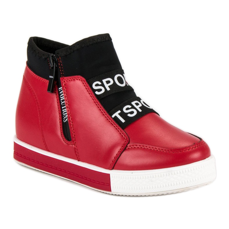 Tênis vermelho com zíper preto 1 Tênis vermelho com zíper preto 1