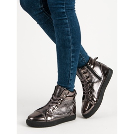 Tênis lacado acima do tornozelo cinza multicolorido 1