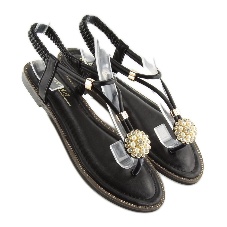 Sandálias femininas pretas chinelos 7537 preto 2