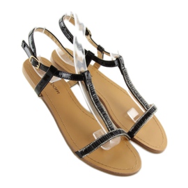 Sandálias com zircônias cúbicas pretas SY644 pretas preto 1