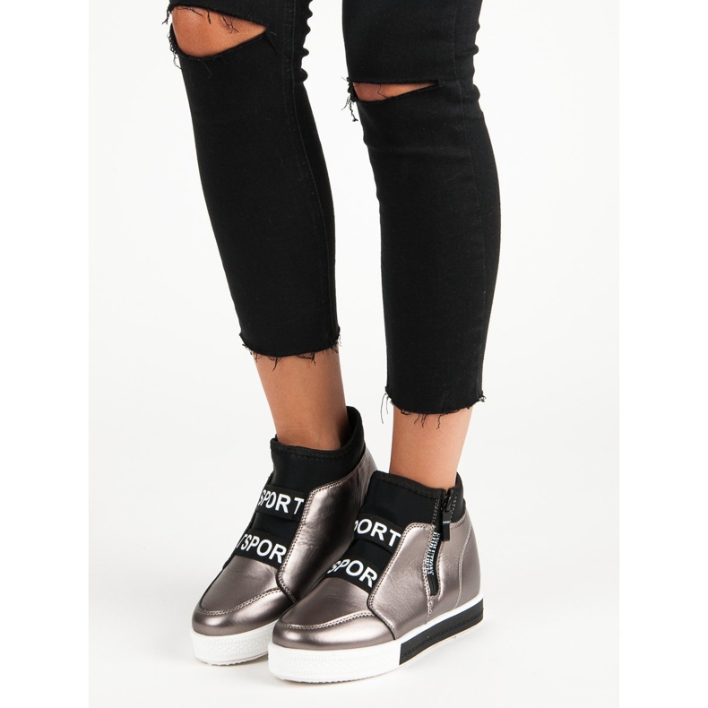 Tênis grafite com zíper marrom cinza 1