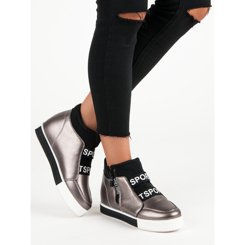 Tênis grafite com zíper marrom cinza 2