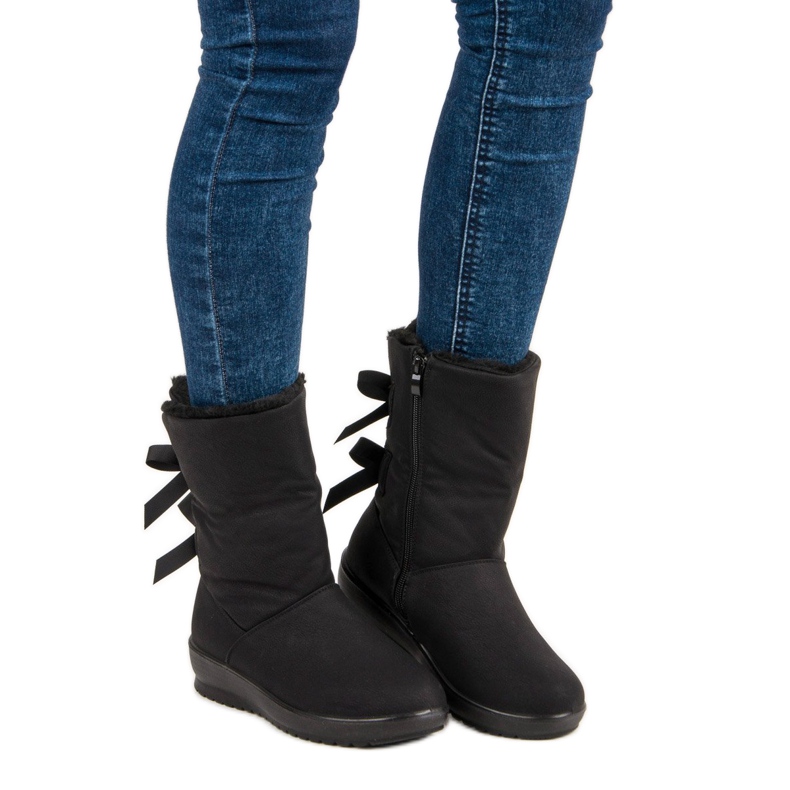 Botas de neve quentes com zíper preto 1