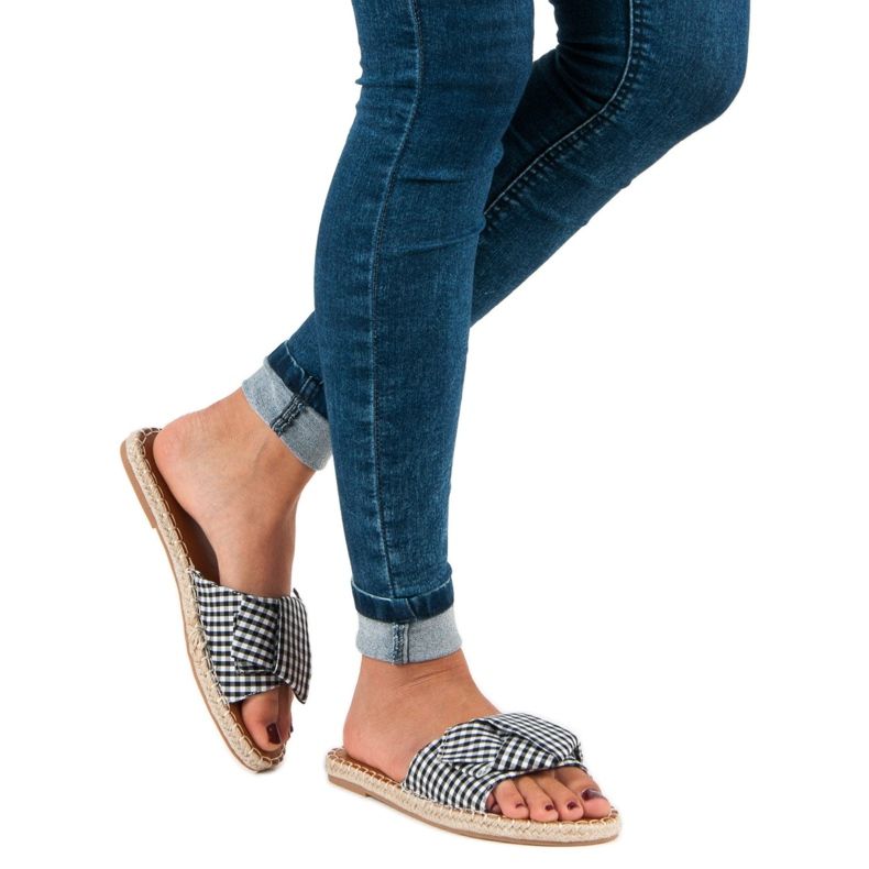 Seastar chinelos pretos xadrez branco 2