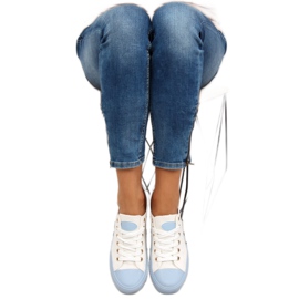 Tênis em uma borracha colorida W-3051 Azul branco 1