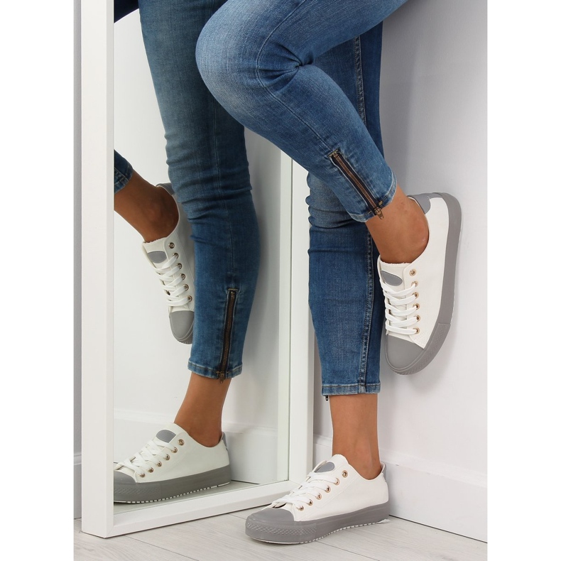 Tênis em uma borracha colorida W-3051 Branco 1