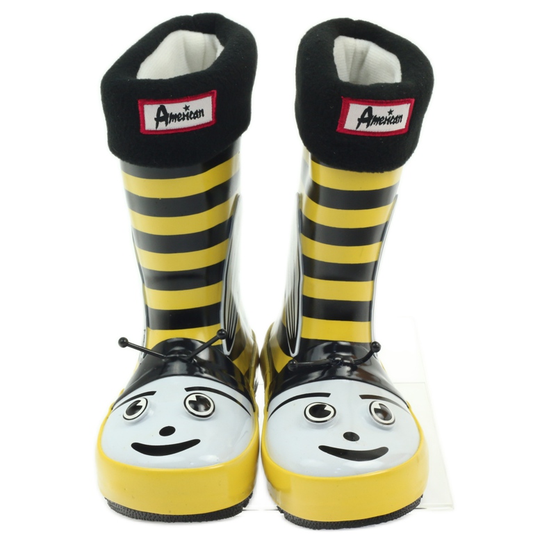 American Club Palmilha infantil de botas de chuva americanas preto amarelo 4