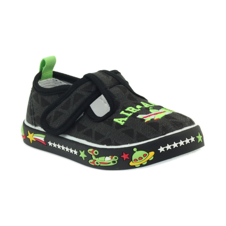 Tênis infantil American Club preto velcro 207/2018 branco verde 1