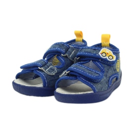 American Club Sandálias americanas sapatos infantis palmilha de couro azul amarelo 3