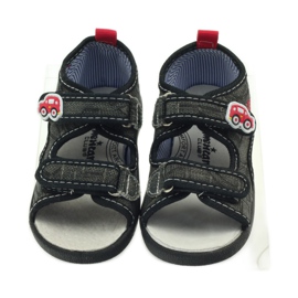 American Club Sandálias americanas sapatos infantis palmilha de couro preto cinza vermelho 4