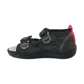 American Club Sandálias americanas sapatos infantis palmilha de couro preto cinza vermelho 2